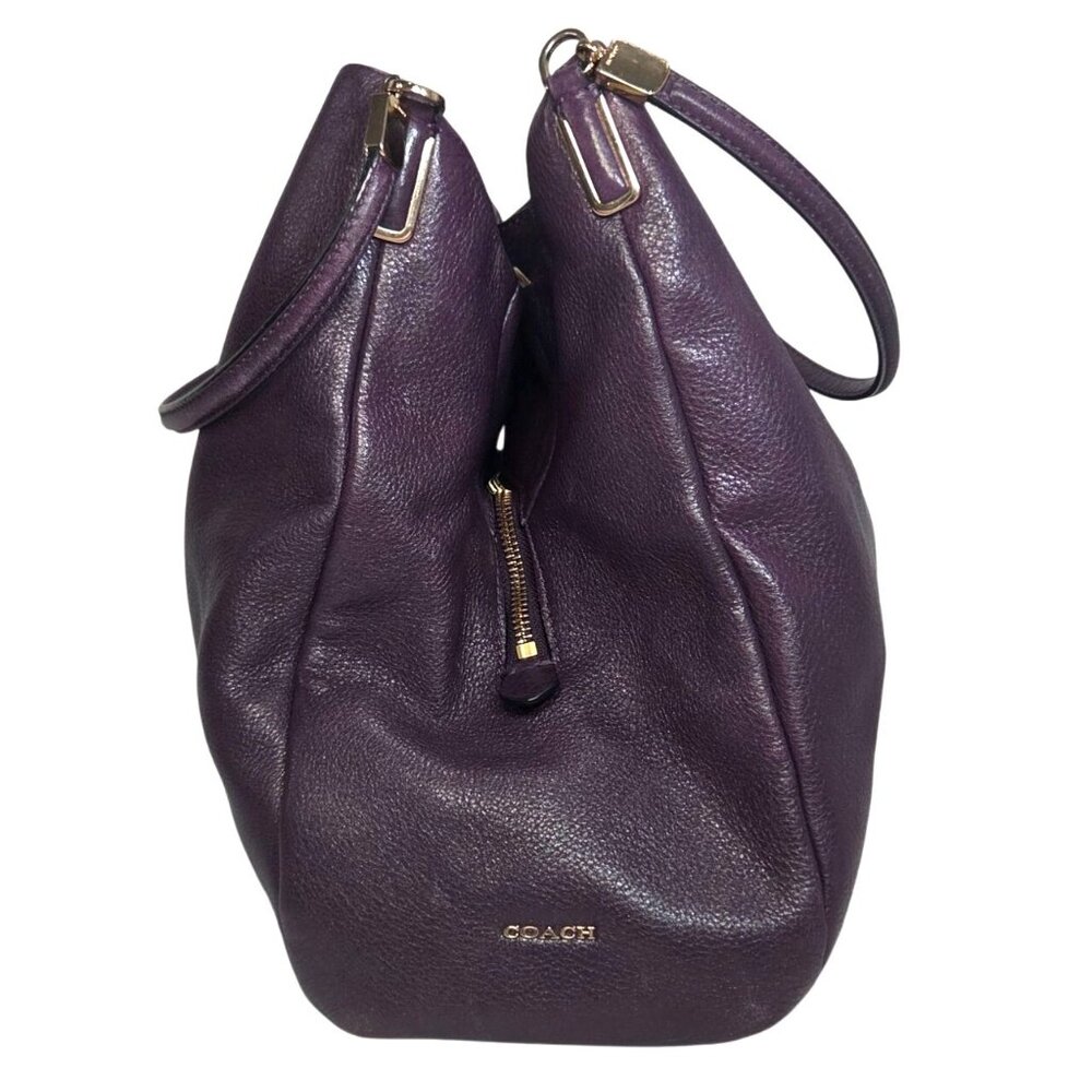 Coach Madison Phoebe 2013 Plum Purple Pebbled Leather Shoulder Bag 26421 - Picture 4 of 13